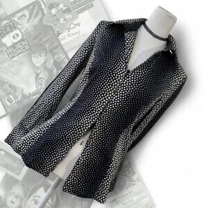 Y2K Jones Polka Dot Cyber Rave Long Sleeve Collared Blouse